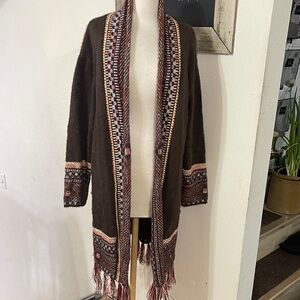Boho/Western Style Long Sweater - Sz XL